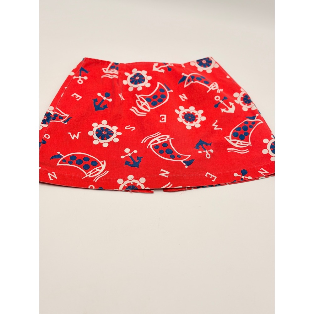 Vintage Style Nautical Skort Red Blue White Sailboat Anchor Print Mini
